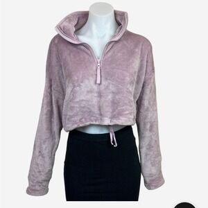 Urban Outfitters Purple Fleece Half Zip Drawcord Hem Pullover‎ size Small